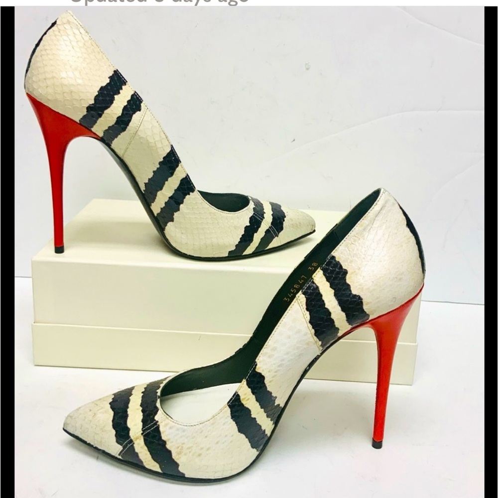 VERY RARE Alexander McQueen red, black, & white snakeskin heels